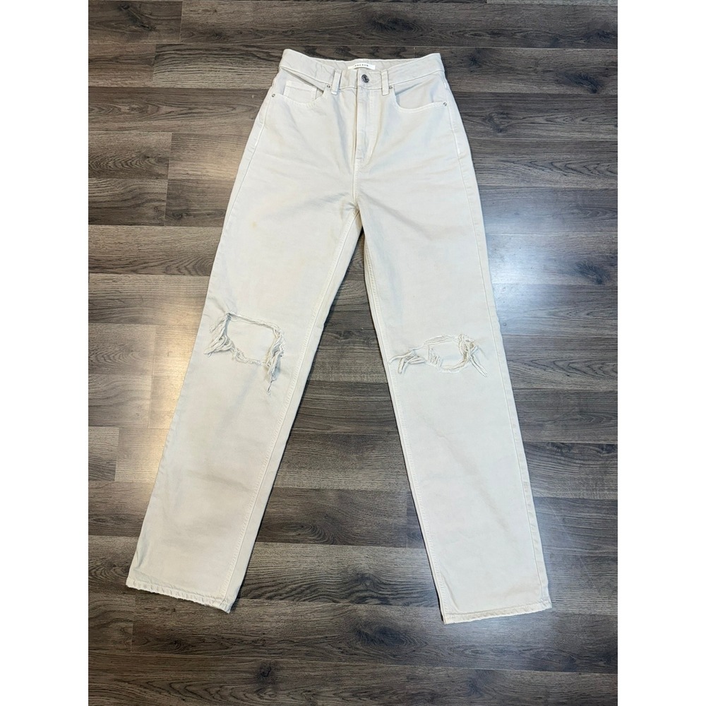 PacSun 90s Boyfriend Jeans Off White Distressed High Rise Size 26